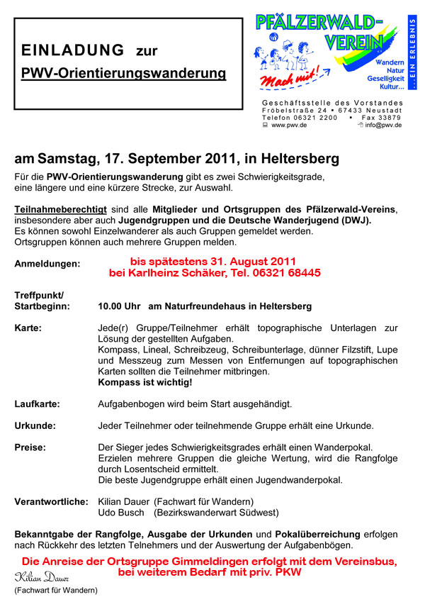 Orientierungswanderung Heltersberg